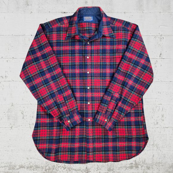 70s Vintage Pendleton Authentic Macpherson Tartan Wool Button Down Shirt Size XL - Picture 1 of 9